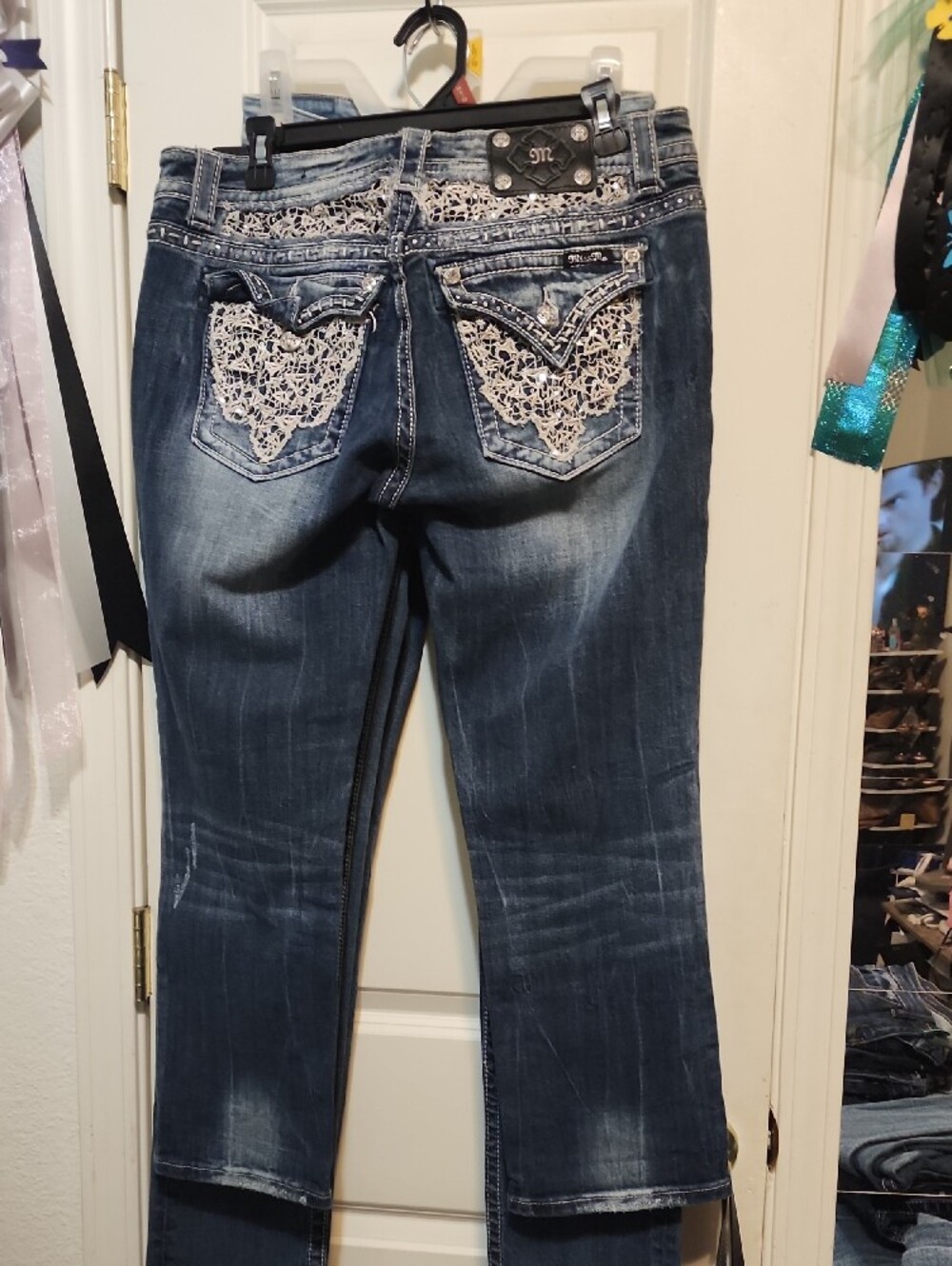 Miss Me Men's Navy Blue Slim Straight Jeans - Picture 3 of 4